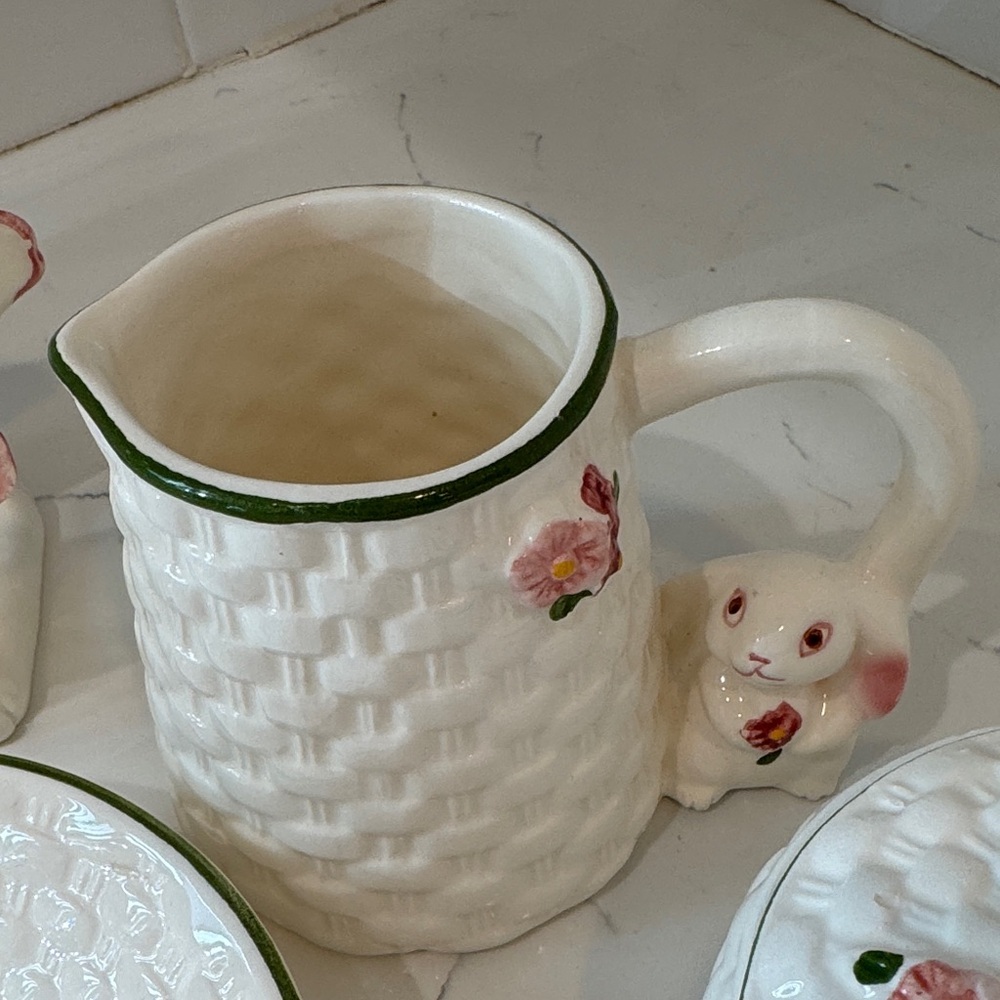 Vintage Avon Ceramic Bunny and Floral Dish Set - Picture 4 of 7